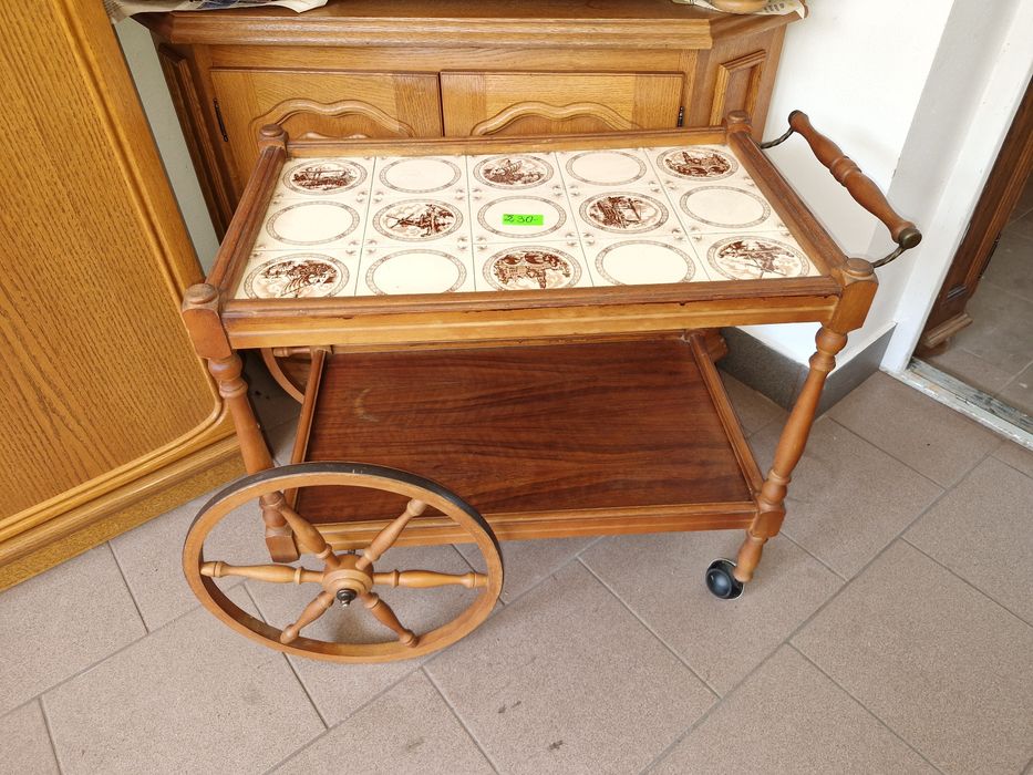 Stolik kawowy barek na kółkach kwietnik blat z płytki wysyłka