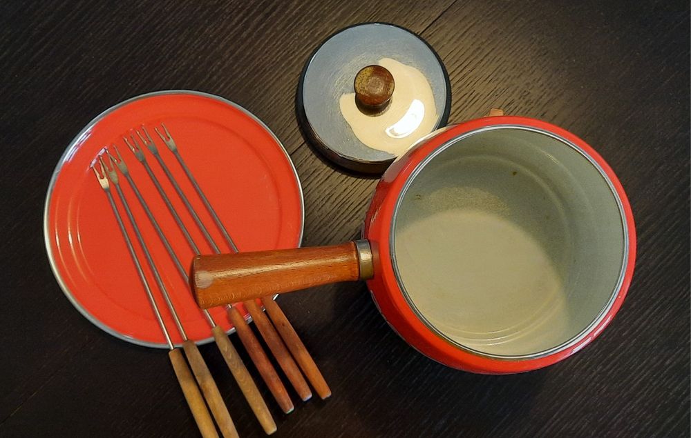 Set fondue vintage - vermelho
