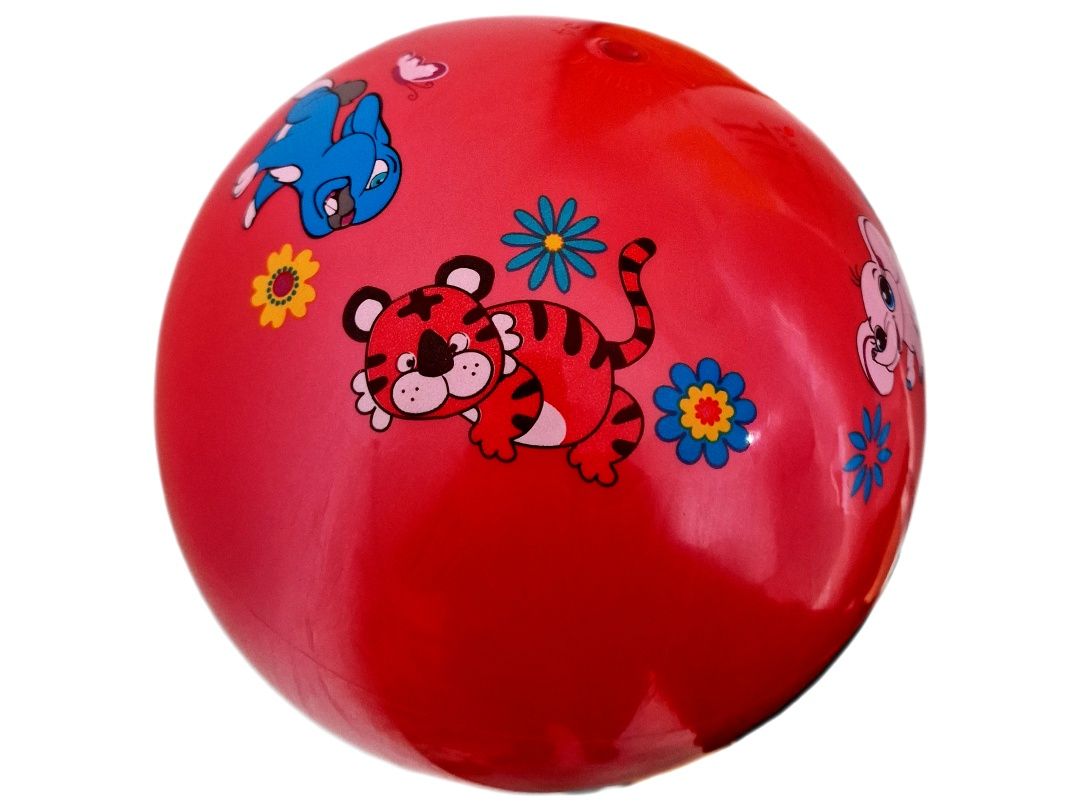 Piłka czerwona kolorowa zwierzątka Zabawka