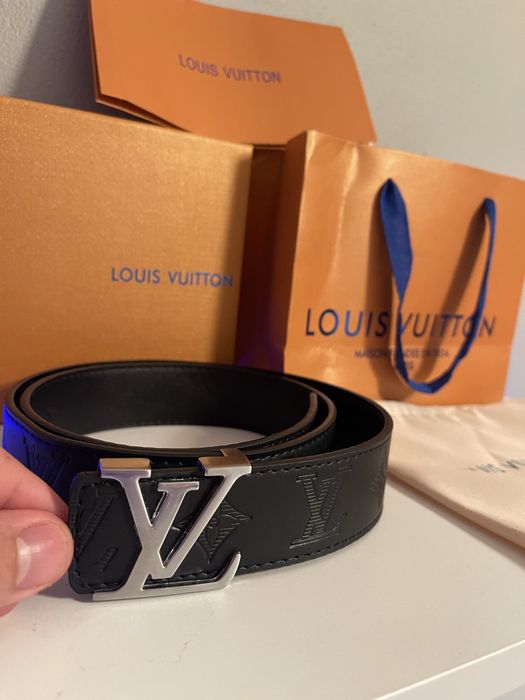 Pasek męski LV 110cm czarny wzor