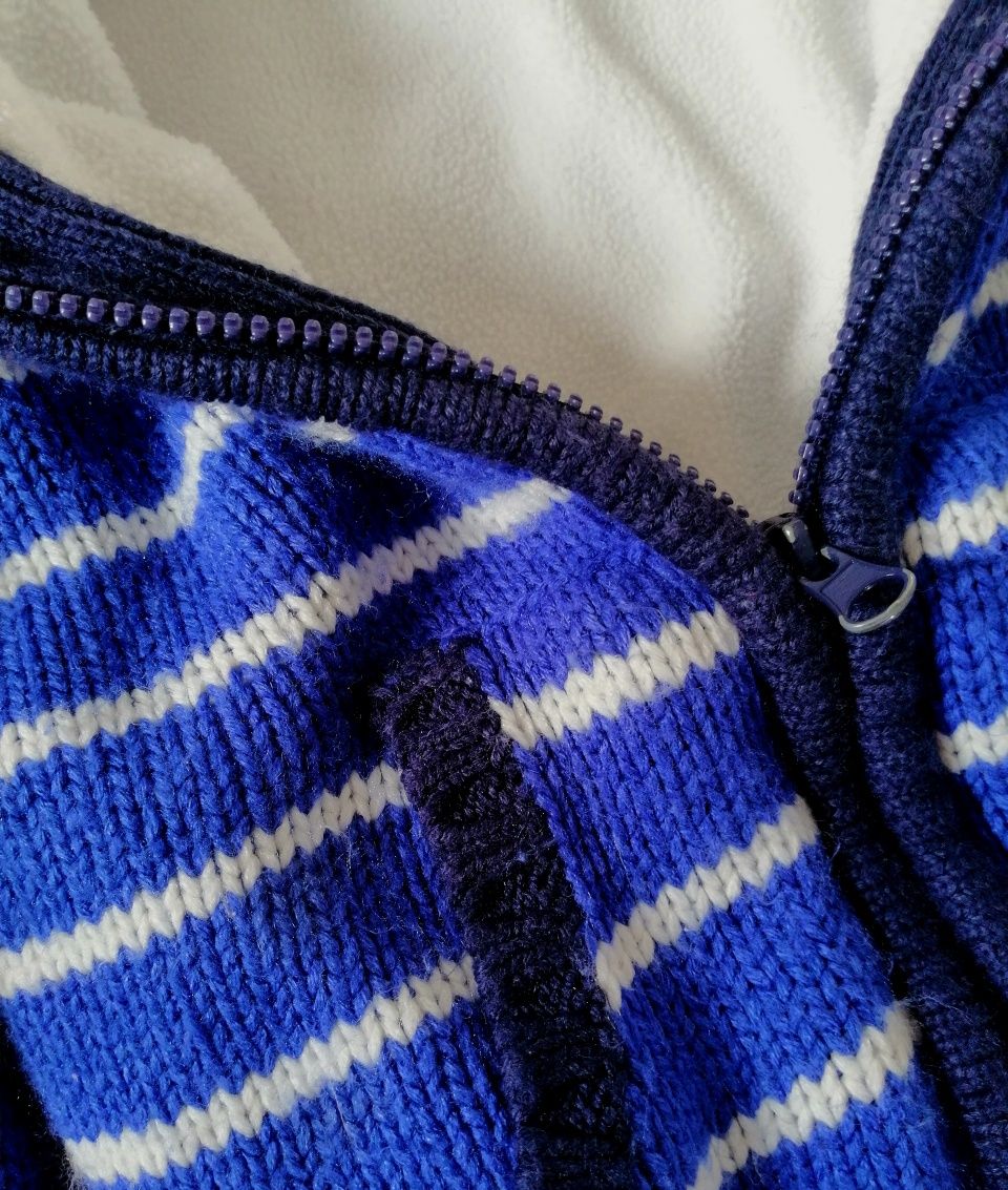 Lupilu niebieski ocieplany sweter w paski 86/92