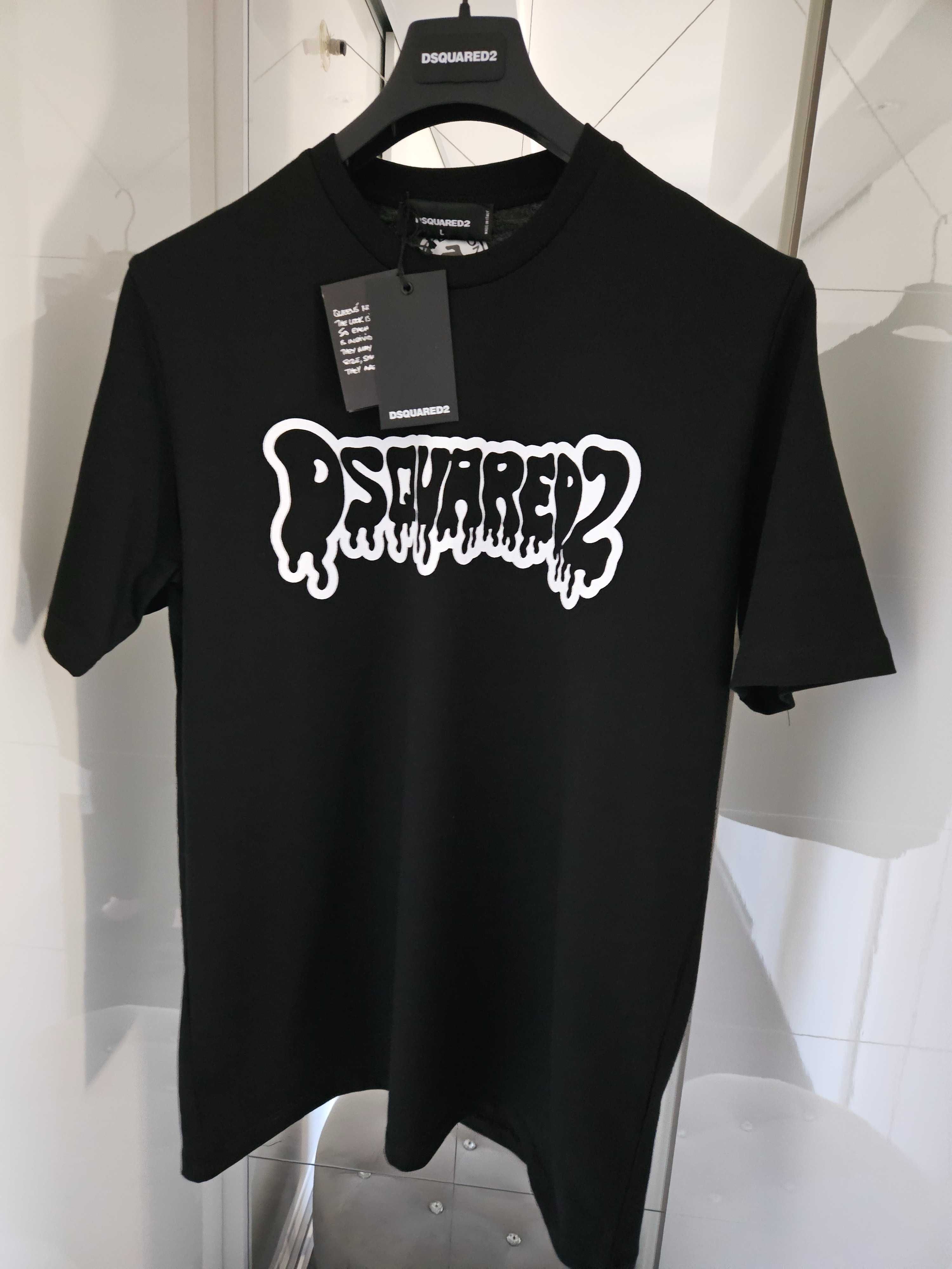 DSQUARED2 t-shirt printer-grafic black roz. L D2 oryginal