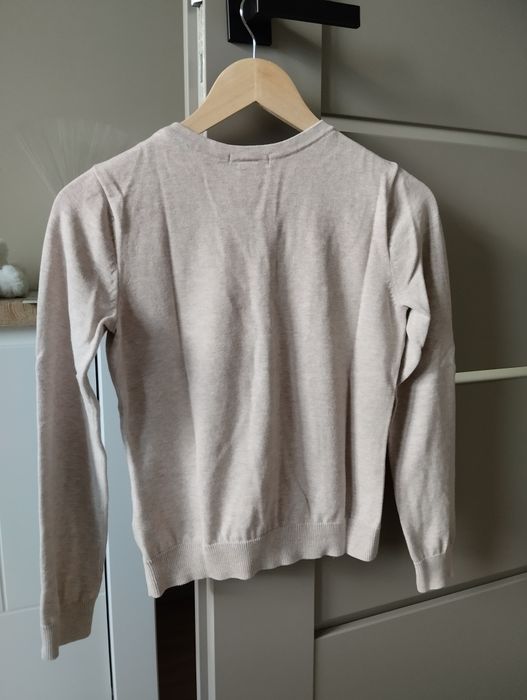 Beżowy kardigan cienki sweter S 100% bawełna