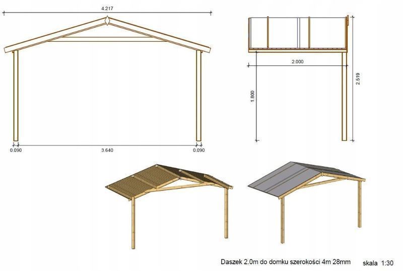 Domek ogrodowy altanka 4x3 m + taras 4x2 m 28mm DOM418+78+79+POD04