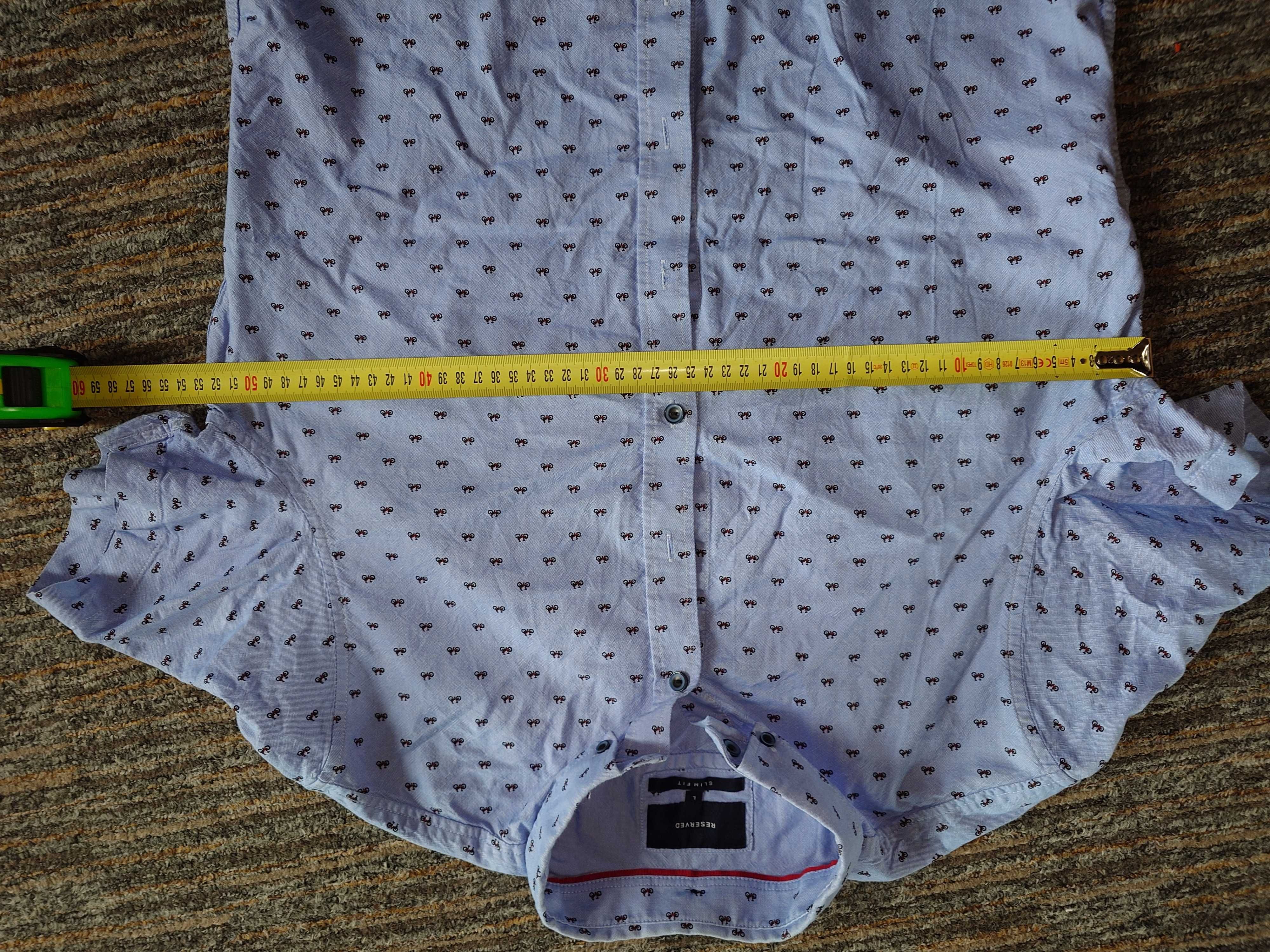 Koszula Reserved r. L / slim fit / w rowery / z krótkim rękawem