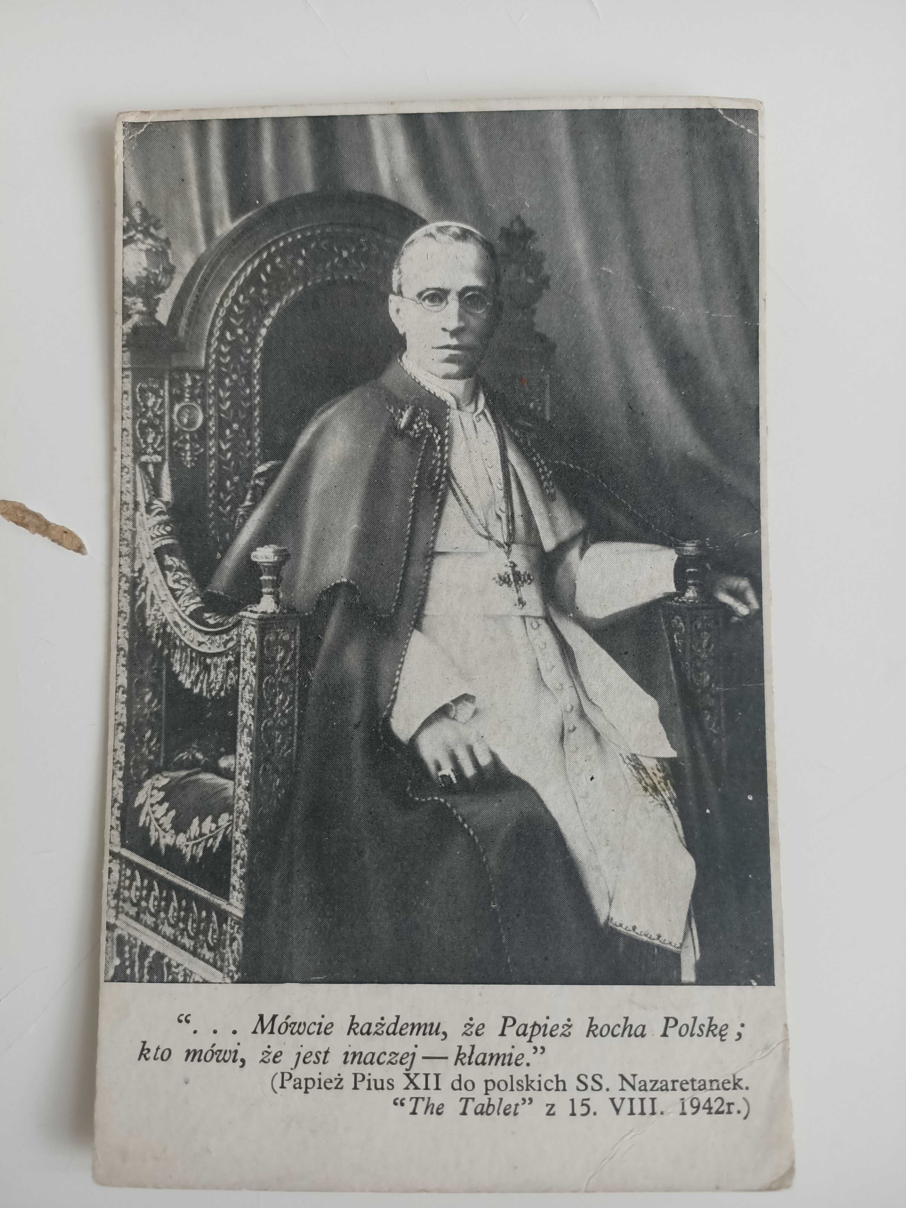 Stara pocztówka papież Pius retro vintage