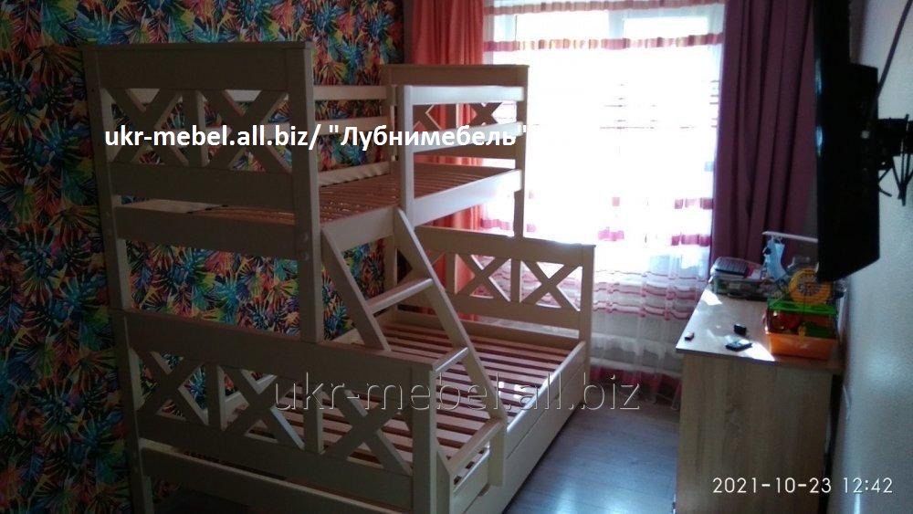 Ліжко двоярусне дерев'яне Тян120 (кровать двухъярусная)