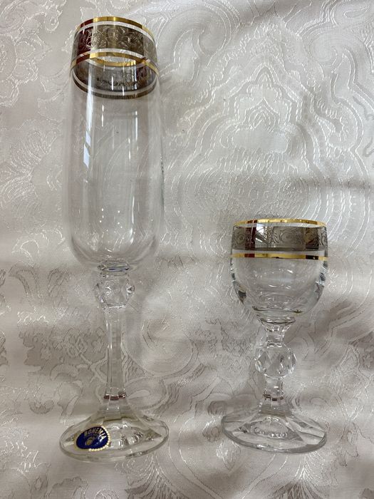 Чешское стекло набор графин + 6 стопок и бокалы Богемия