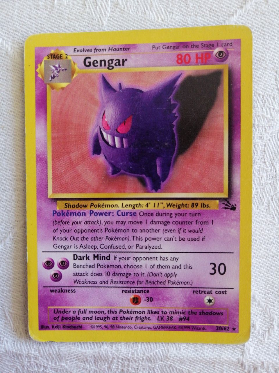 Carta pokemon gengar fossil