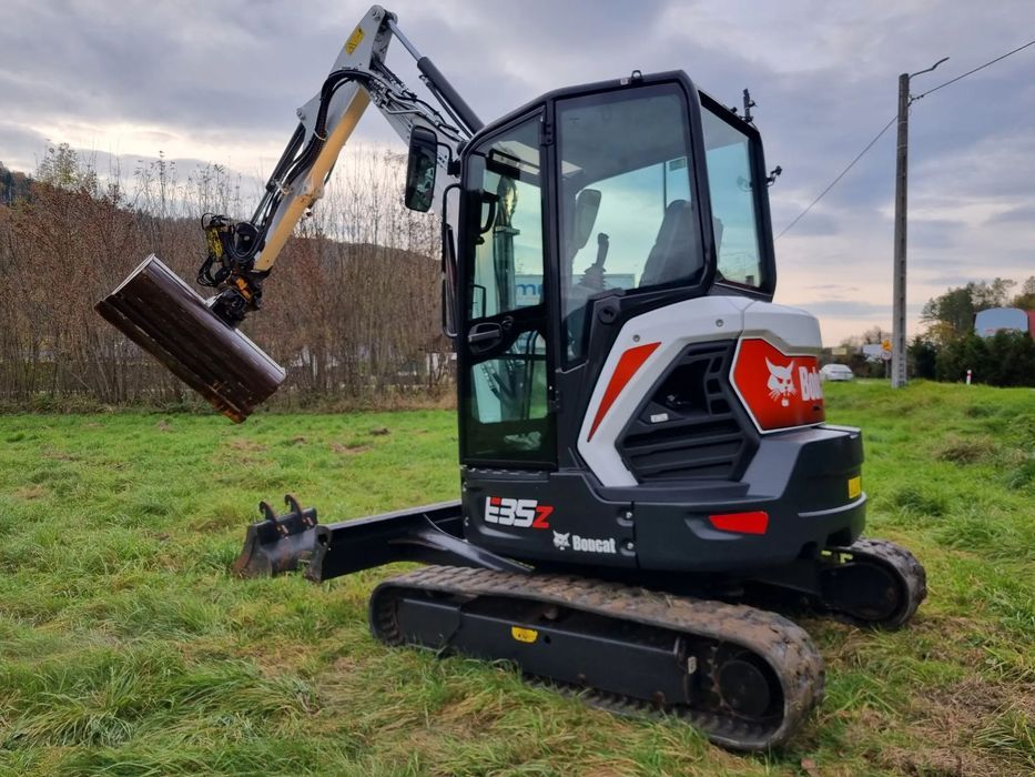 Bobcat E35Z koparka 3,5tony ROTOTIL+2 ŁYŻKI+skośna skarpówka 2023r z Norwegii jak Nowa Silnik Kubota Zero luzów wycieków DEKRA  Jak Nowa z Salonu Książka. Serwisowana w Dekra BMWT Kubota ROTOTIL