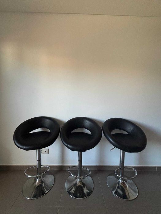 Conjunto 3 Bancos de Bar Altura Regulável
