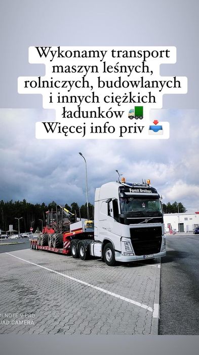 Transport maszyn rolniczych leśnych budowlanych laweta niskopodwoziowa