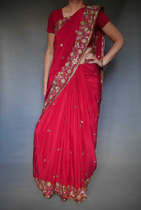 Сари индийское шелк свадебное