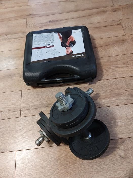 Hantle 20kg żeliwne Domyos w walizce