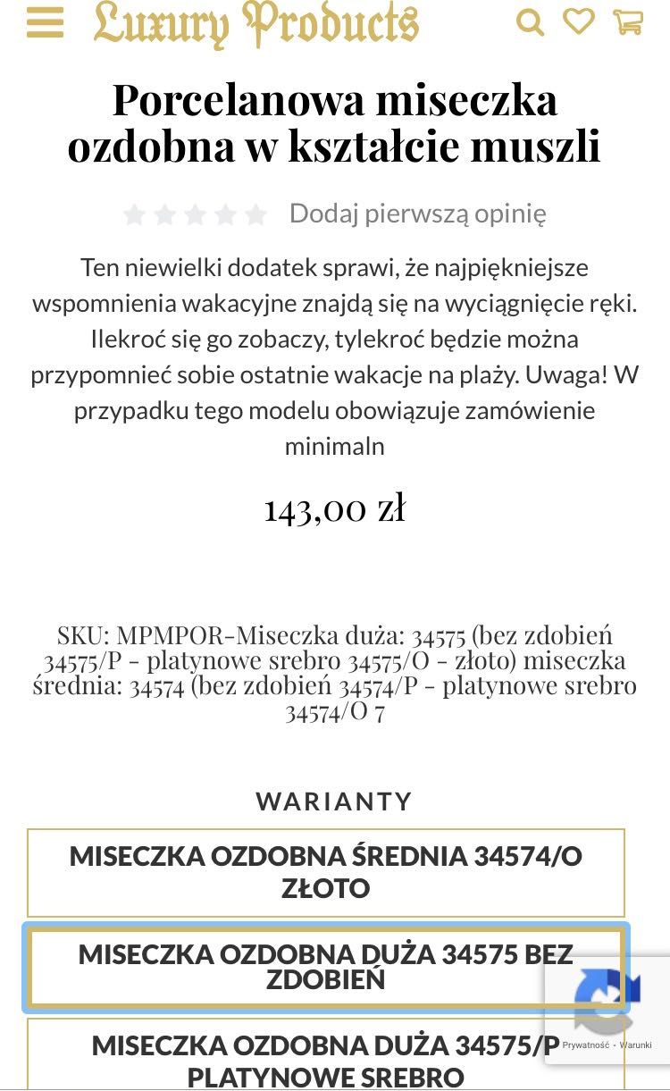 Porcelanowa miseczka muszla - cudo