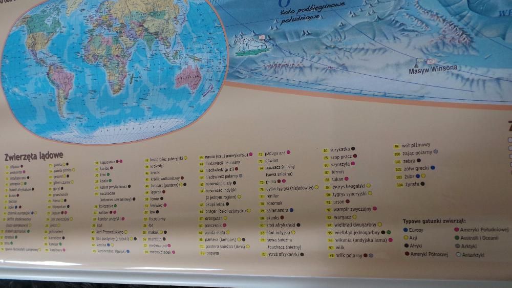 POLSKA NIEZWYKŁA, ŚWIAT niezwykły Mapa Ścienna dla DZIECI 7-14l DEMART