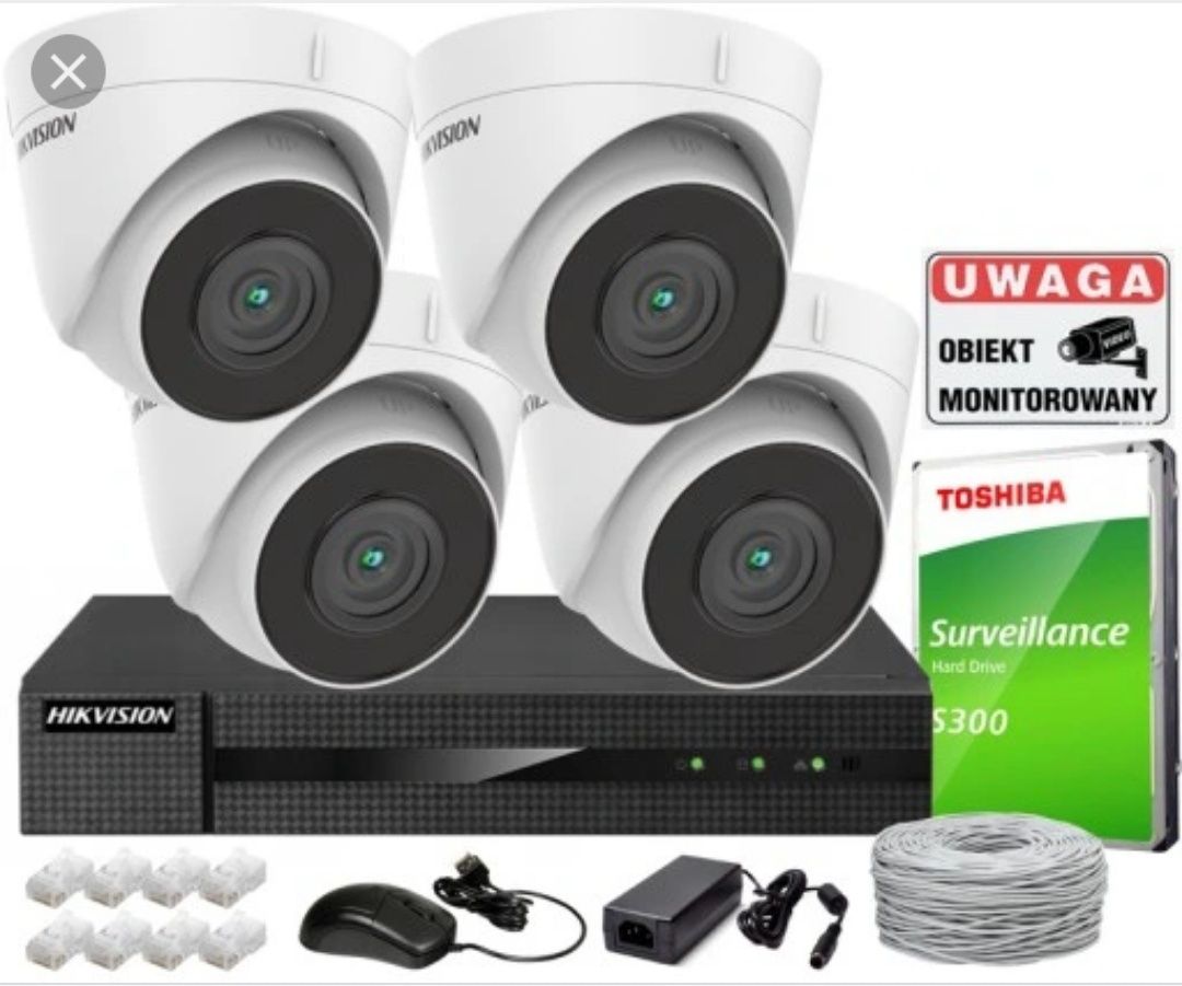 Zestaw do monitoringu IP 4x IPCAM-T4 4MPx Hikvision Montaż Oleśnica