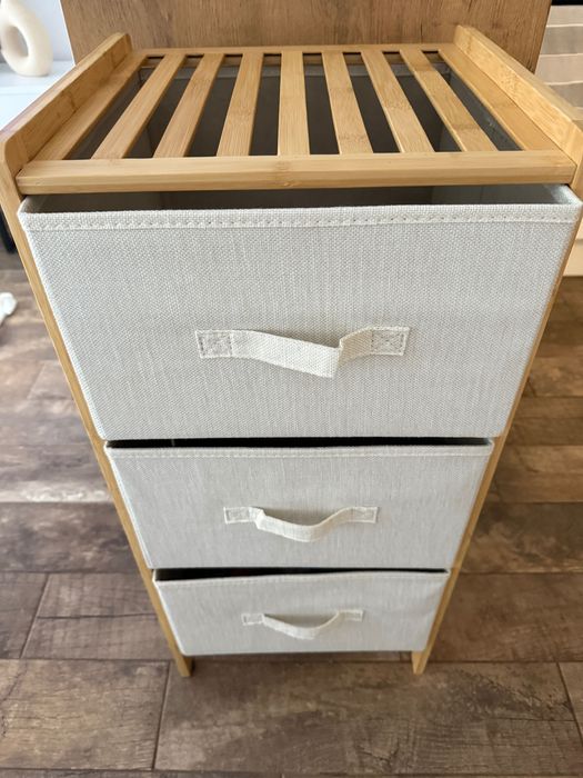 Szafka łazienkowa bambusowa regał z szufladami Begryf stan igła