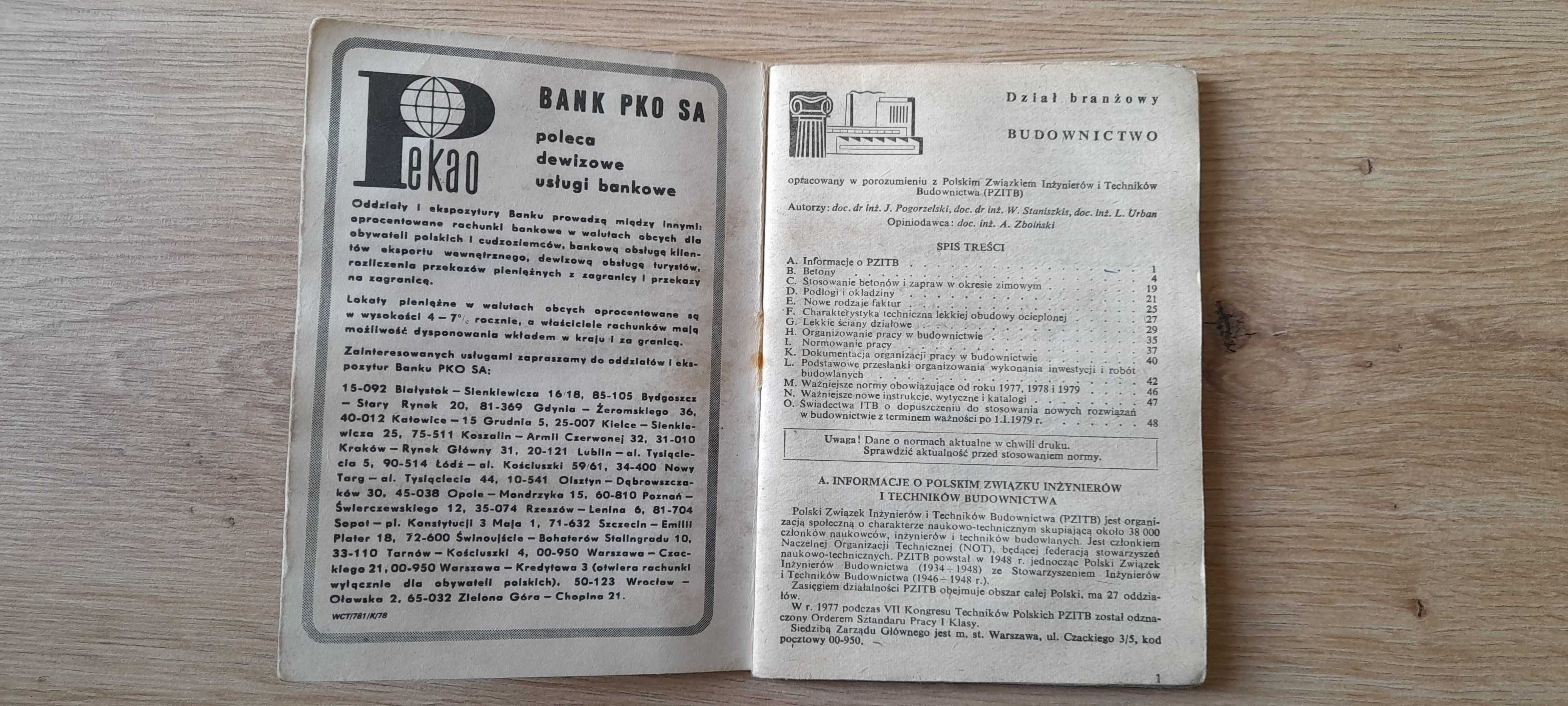 "Wkładka do Terminarza Technika 1979: BUDOWNICTWO"