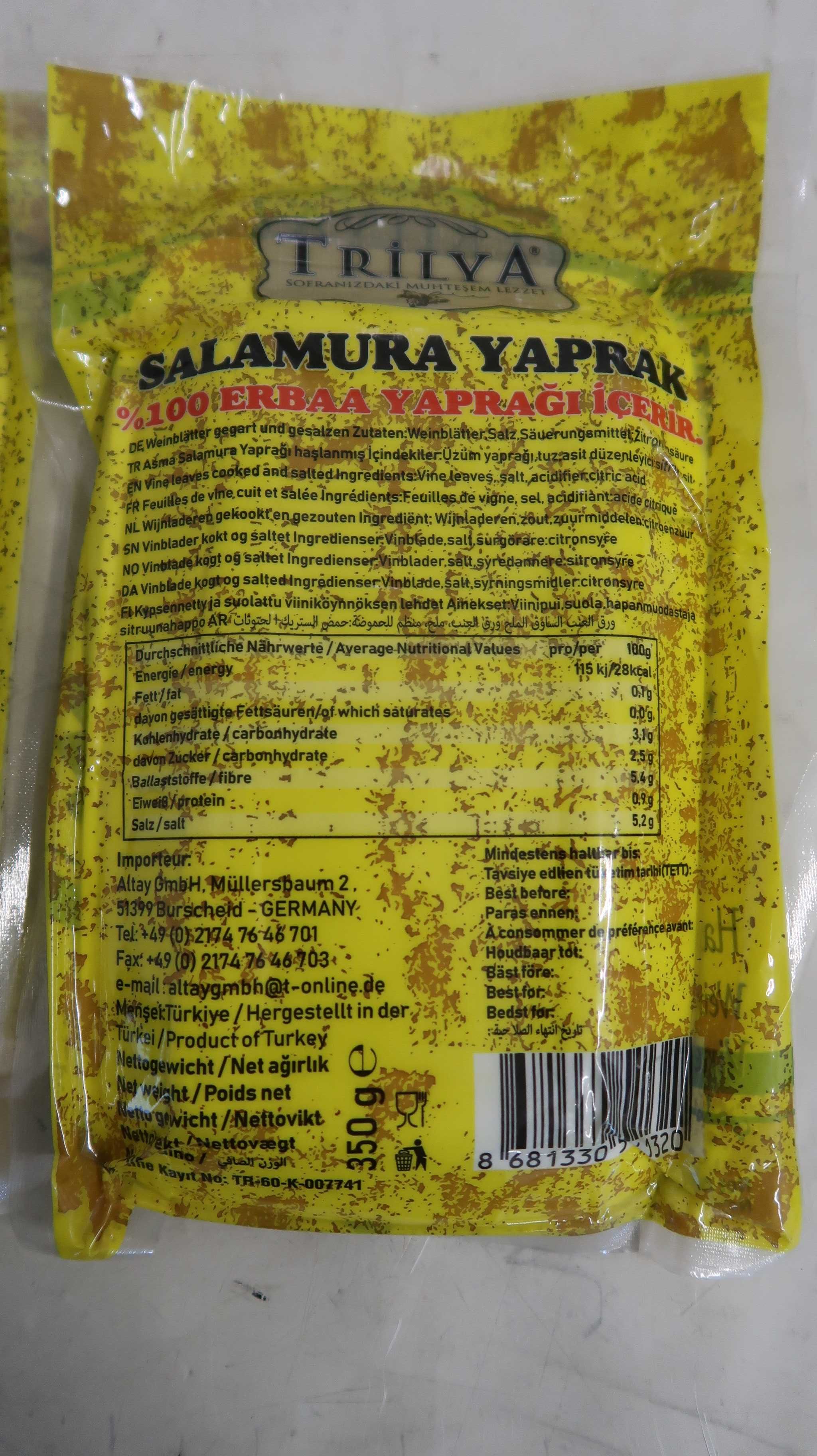 Liście winogron yaprak Trilya Erbaa 2x350g