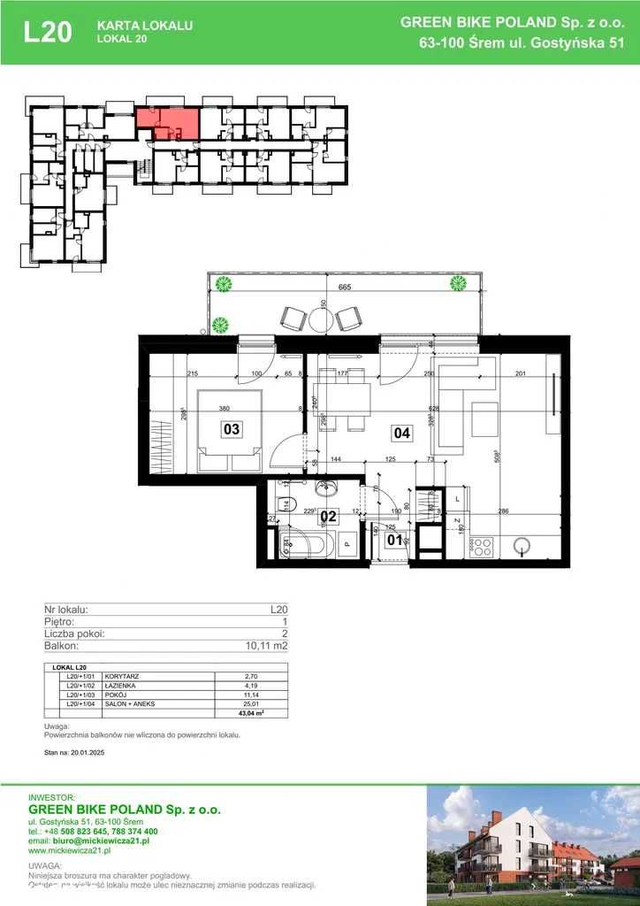 Mieszkanie na sprzedaż Śrem 43,04 m2 | 2 POKOJE | BALKON | CENTRUM