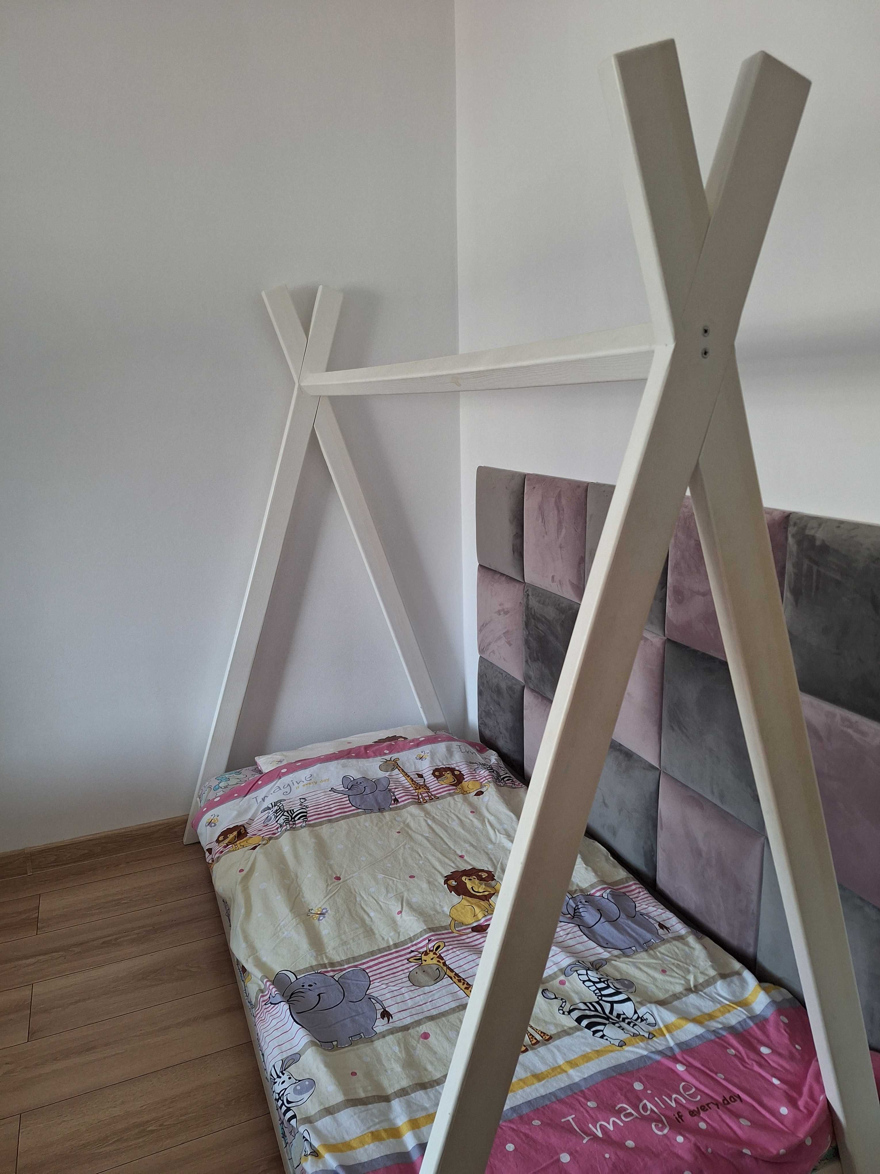 Łóżko białe dla dzieci 160x80 cm + materac