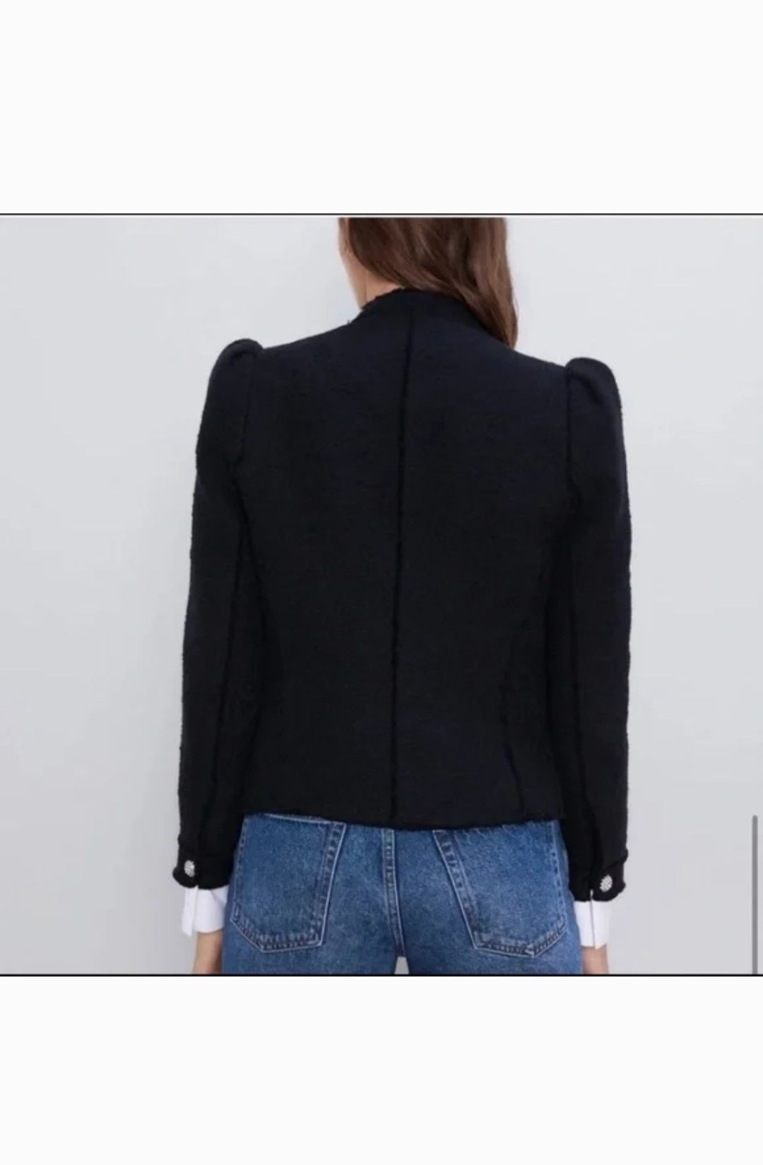 Жакет Zara піджак твідовий чорний розмір XS