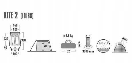 Namiot 2-osobowy High Peak Kite 2 oliwkowy