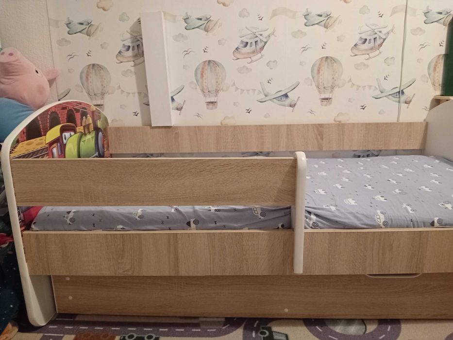 Łóżko dziecięce 140x70 dąb sonoma szuflada + materac