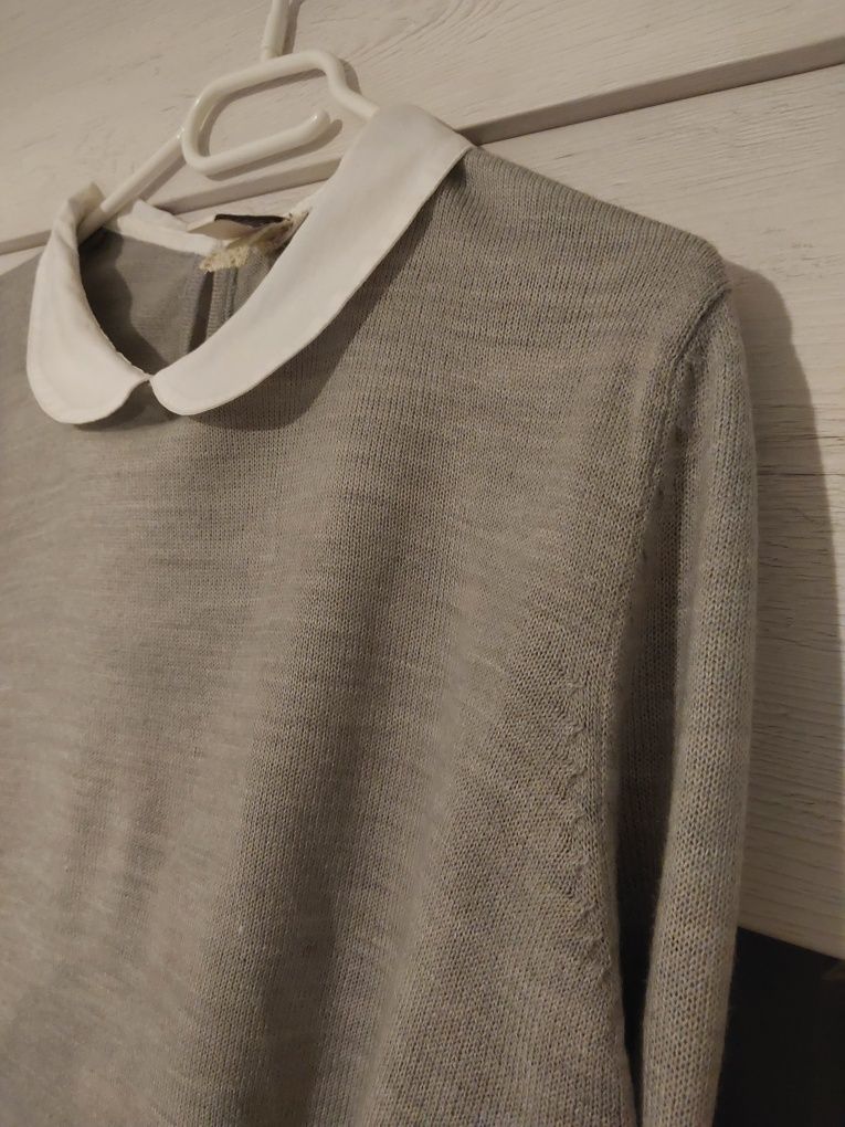 Sweterek bluzka cienki z kołnierzykiem pensjonarka 40 M H&M