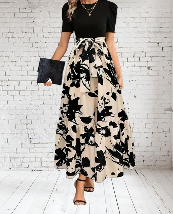 Długa maxi elegancka sukienka do pracy biura na święta itp XL 42