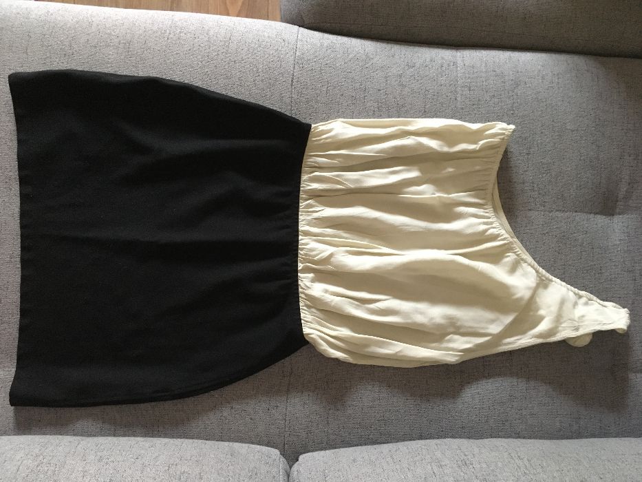 Sukienka ZARA mini beżowo czarna S