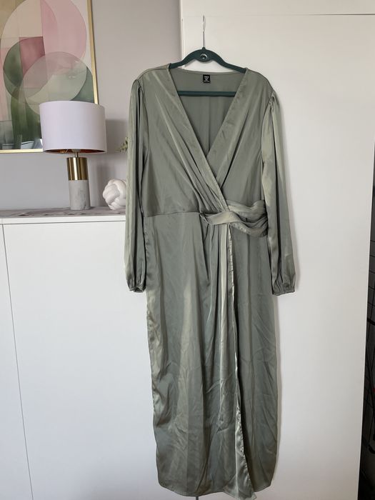 Elegnacka asymetryczna satynowa midi sukienka Shein 2XL / 48-50