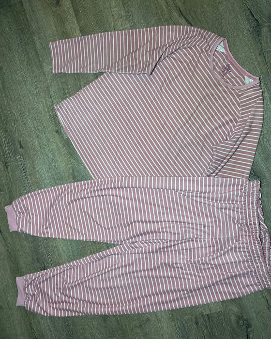 Велюрова жіноча піжама в полоску L/XL комплект кофта-штани для дому