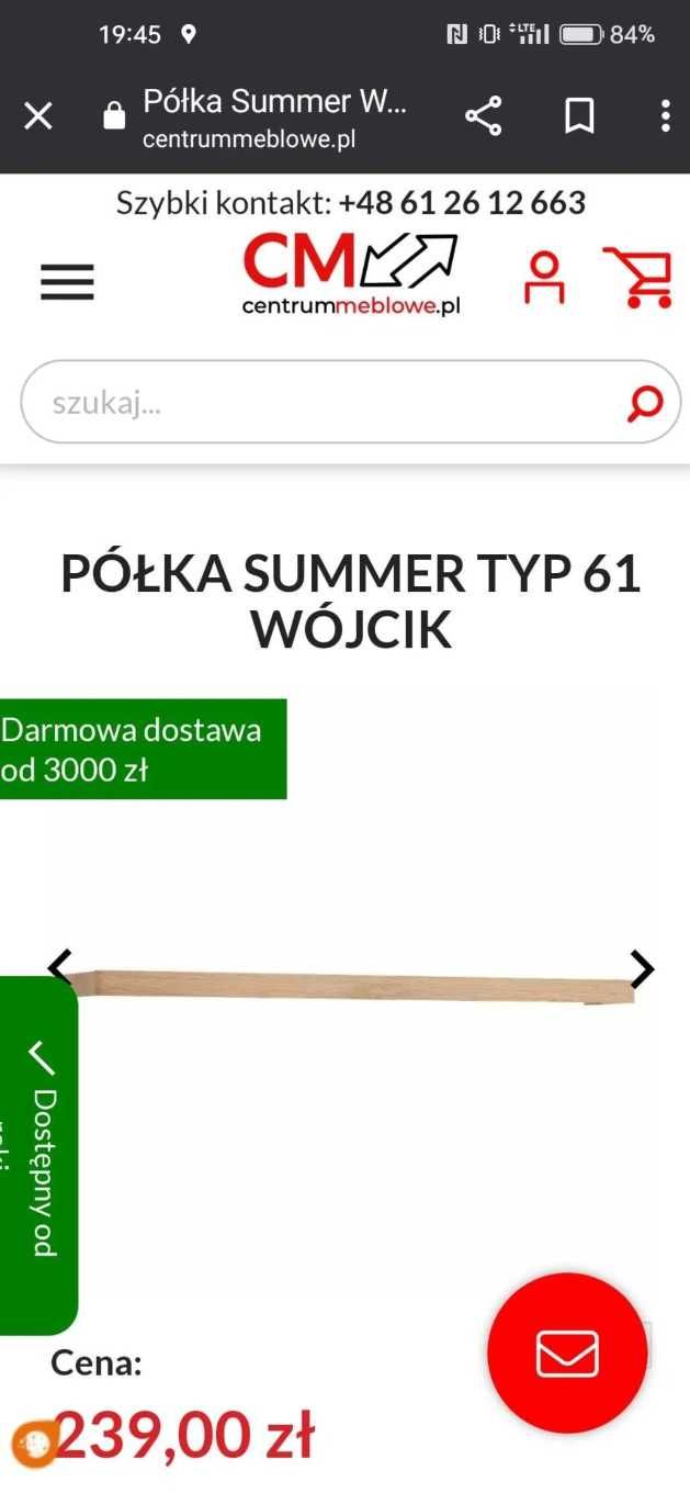 2 półki meble wójcik dąb san remo