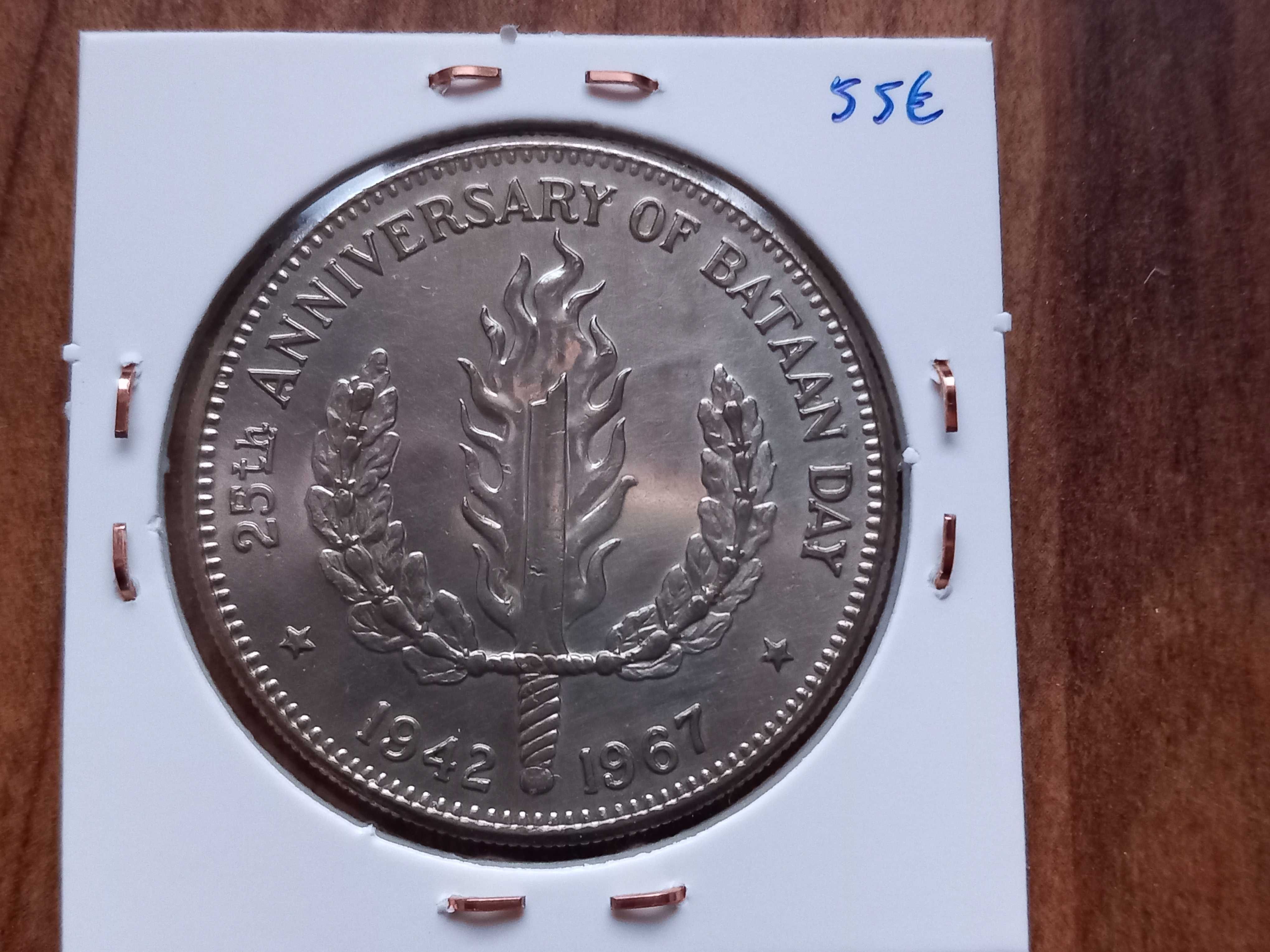 Moeda 1 Peso Filipinas 1967 Batalha de Batan