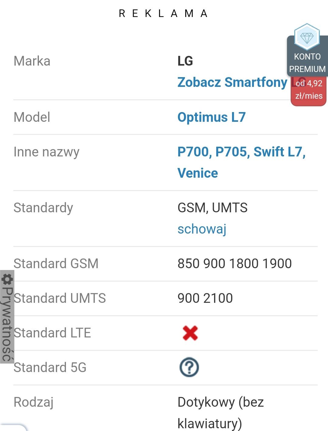 Smartfon LG L7 Swift