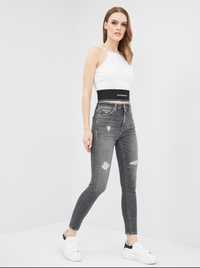 Джинси skinny high rise calvin klein сірий колір розмір w26 S