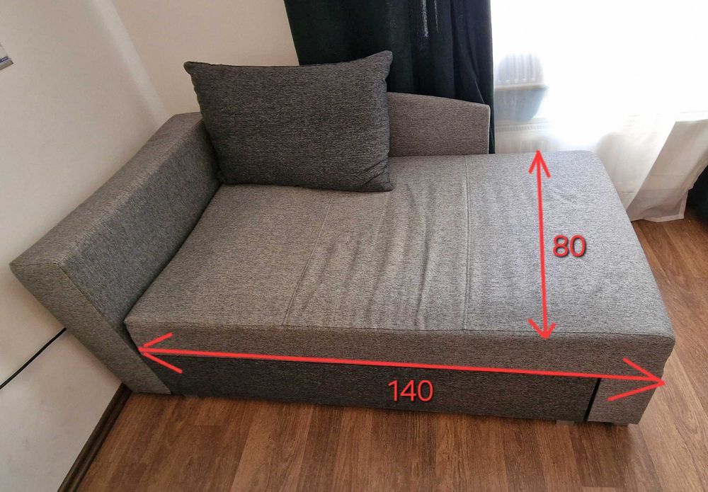 Sofa rozkładana / łóżko 200×140 cm – jak nowa, z pojemnikiem