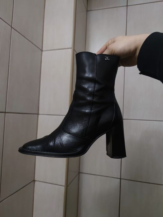 Damskie 37 obuwie buty kozaki Joe Sanchez kwadratowe skórzane botki sz