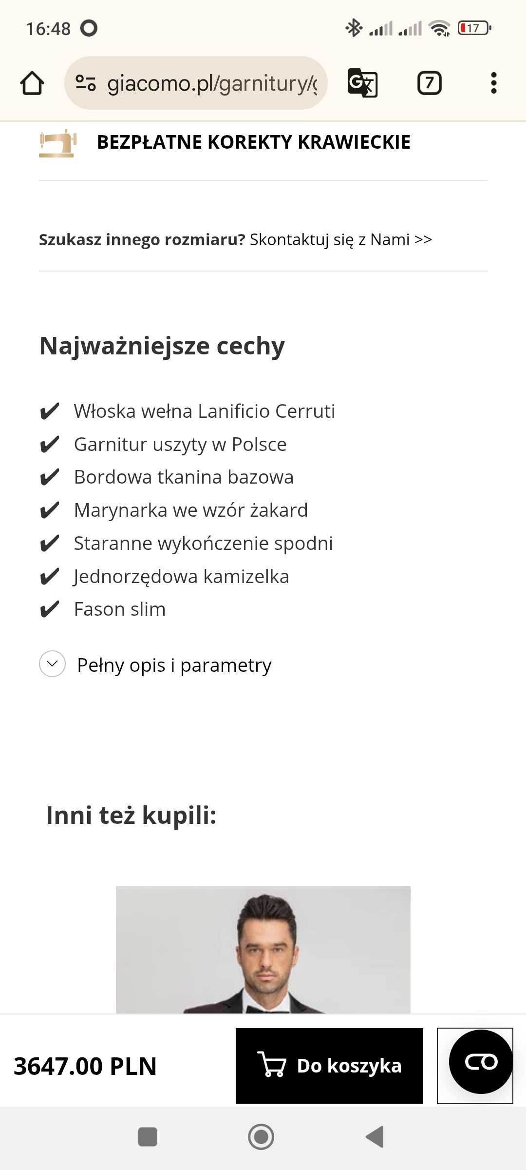 Garnitur ślubny Giacomo Conti