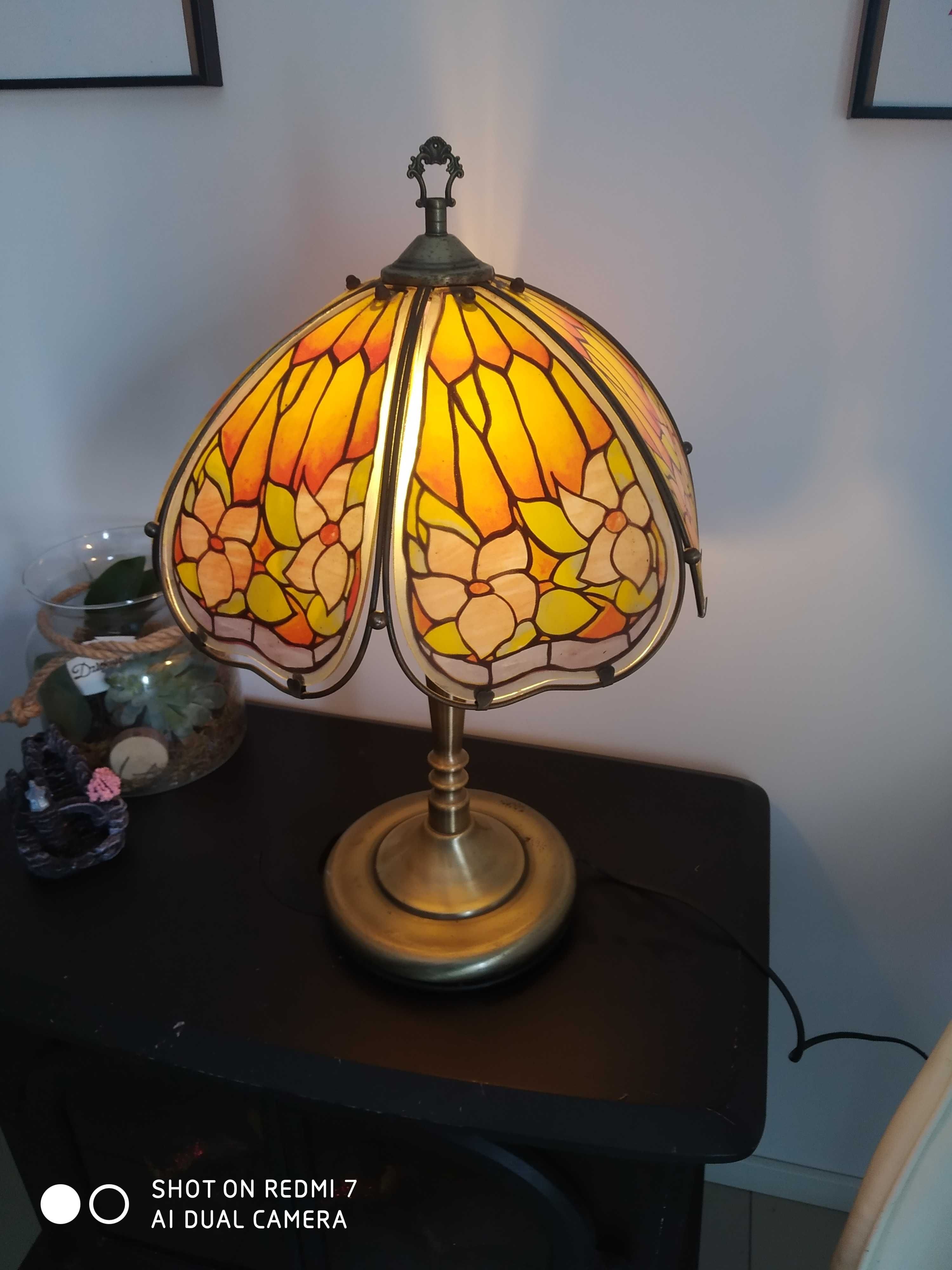 Lampa secesyjna w stylu Tiffany Mosiądz