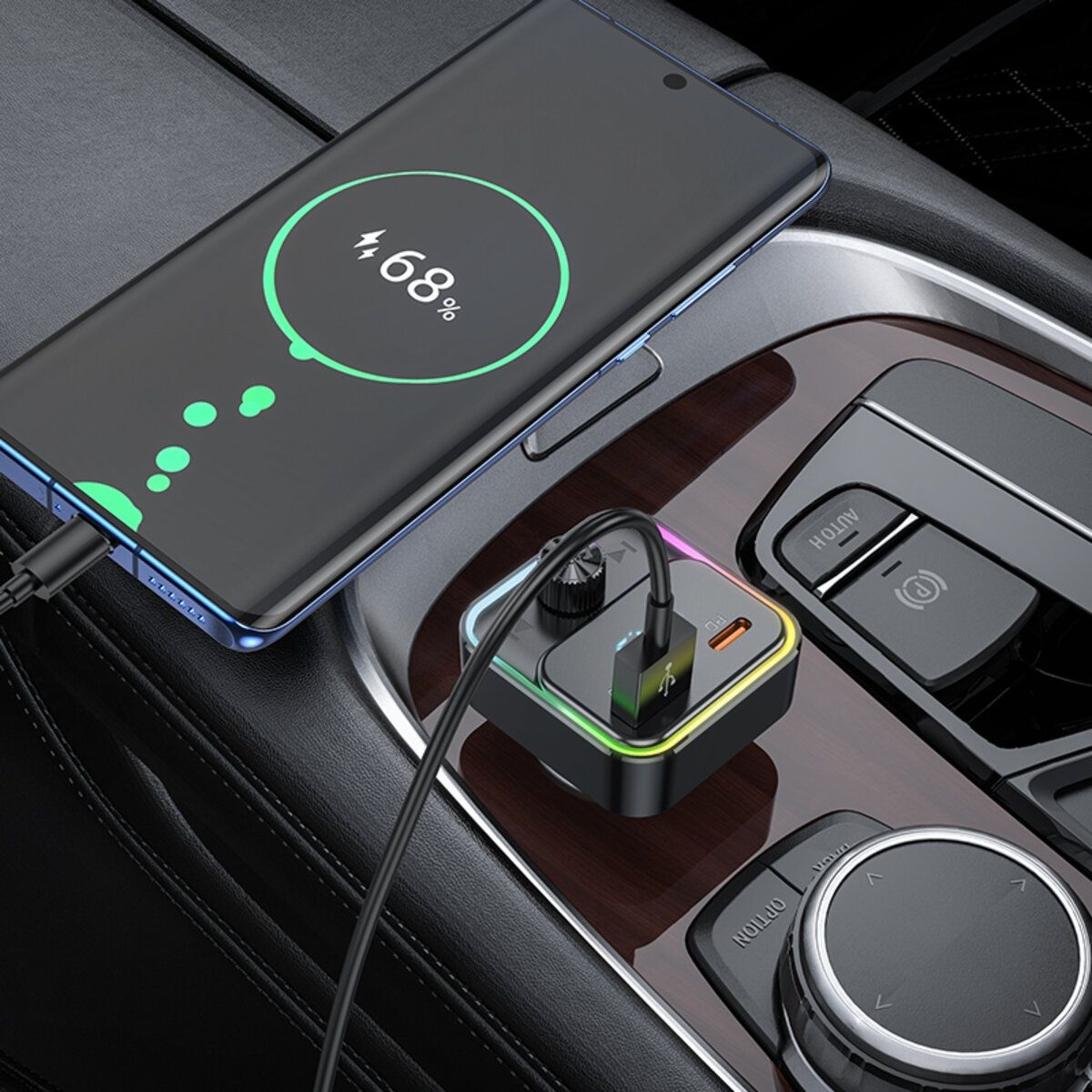 FM-модулятор Швидке Автомобільне зарядне 30W Hoco E81 Transmiter