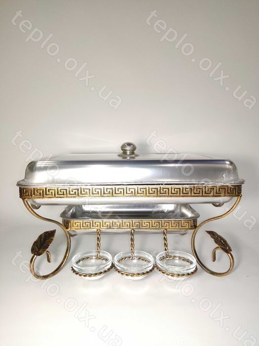 Садж ФАРАОН прямокутний 45*35см для шашлику, 6 соусниць + щипці