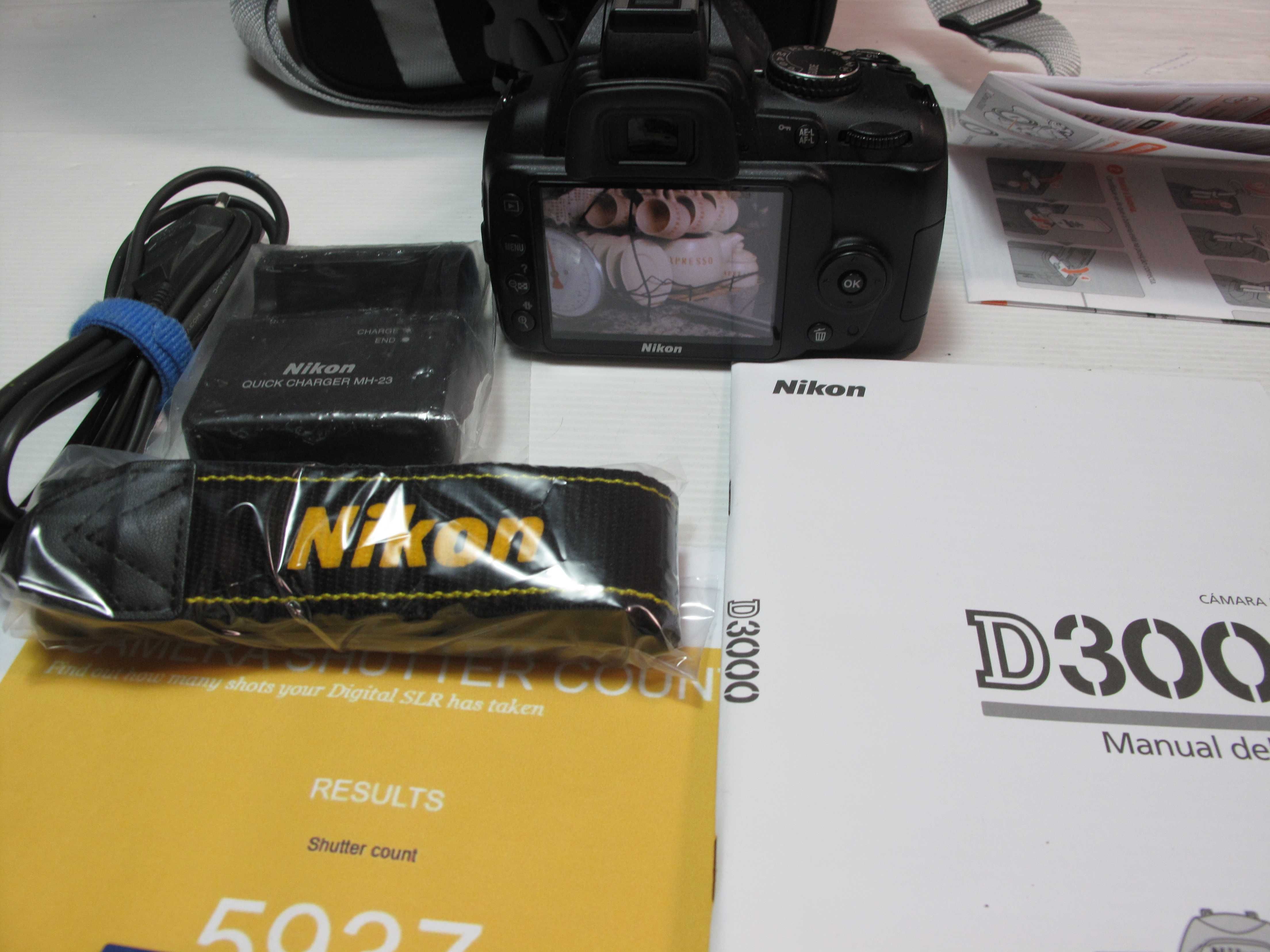 Nikon 3000D + 18-55mm só 5 mil disparos na bolsa com acessórios