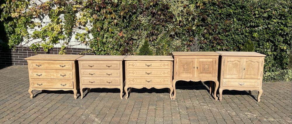 Komoda ludwikowska oczyszczona dąb Ludwik XV stylowa gięte nóżki