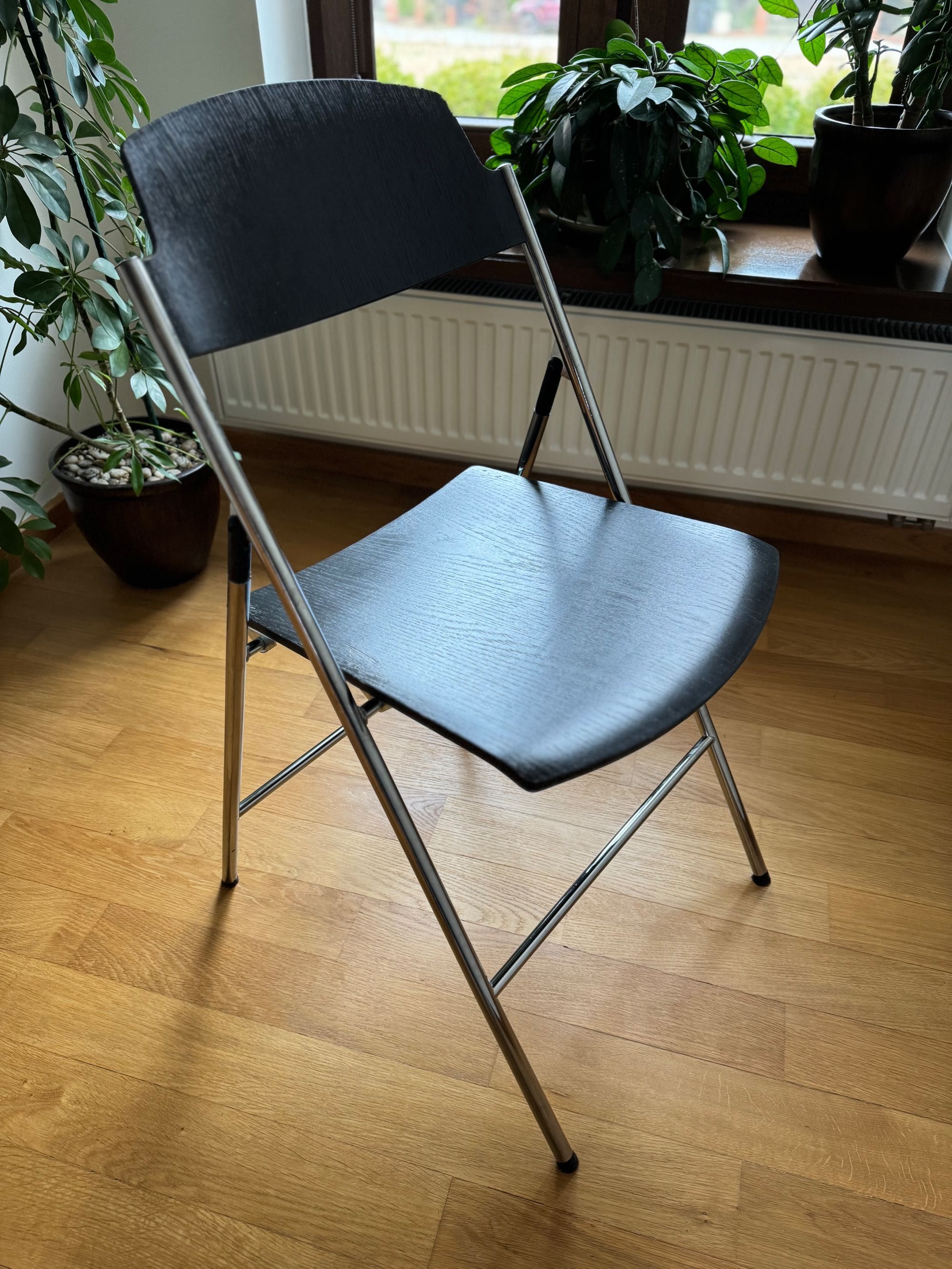12 Krzeseł IKEA EDGAR - okleina dębowa/stal, chromowana powłoka