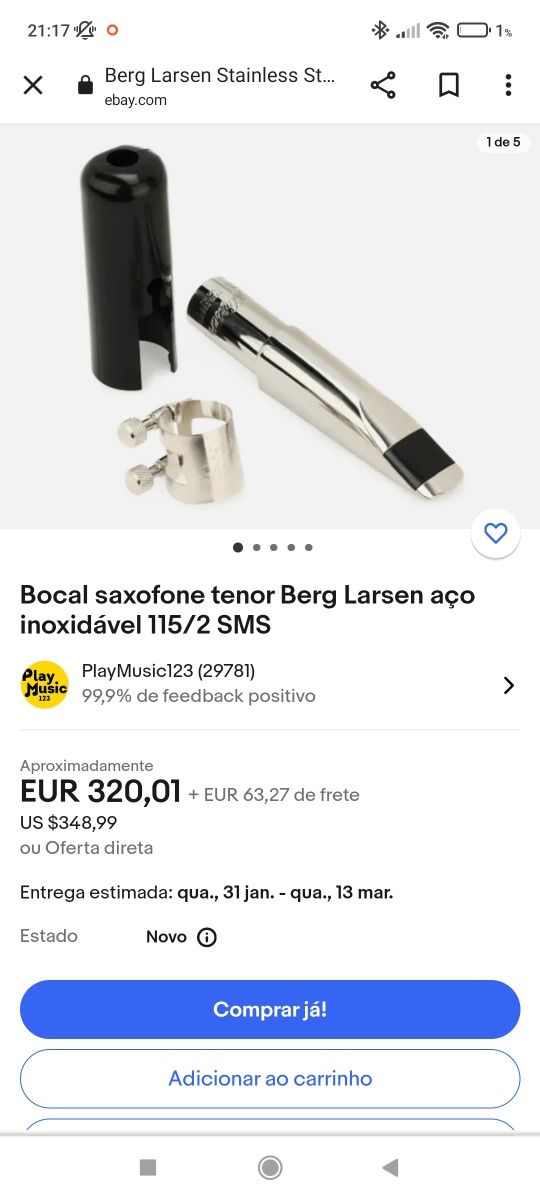 Boquilha sax tenor Berg Larsen 115/2 SMS