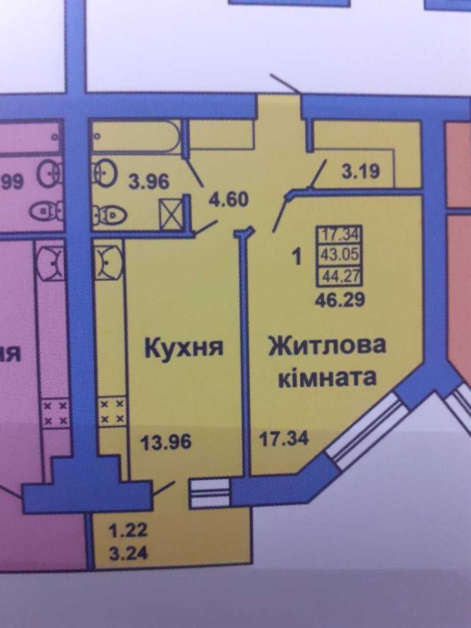 Новий будинок біля зупинки. Продаж 1-кімнатної квартири.