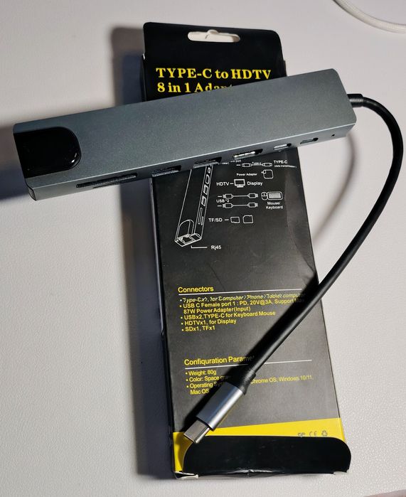 Type-c HUB 8 in 1 Хаб для ледтопов 8 в 1